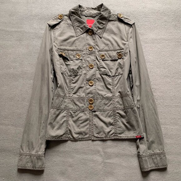 Jackets & Blazers - Khaki Utility Button-Up Jacket